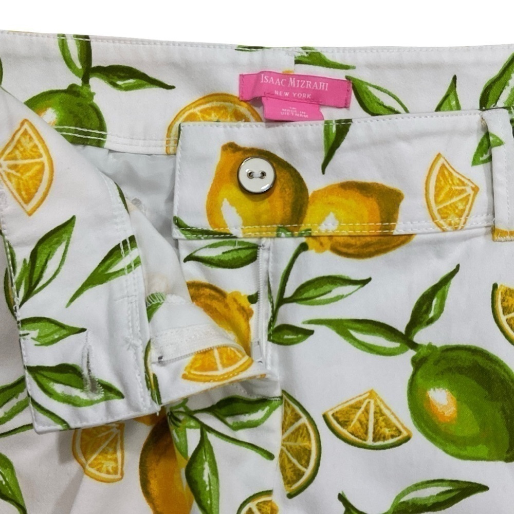 Isaac Mizrahi New York Lemon Lime Scattered Print Tailored Shorts size 10 - Picture 6 of 10
